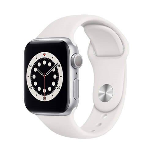 ساعت هوشمند اپل واچ سری 6 مدل 44 میلی متری با بند سفید و بدنه آلومینیومی نقره ای Apple Watch Series 6 44mm Silver Aluminum Case with White Sport Band